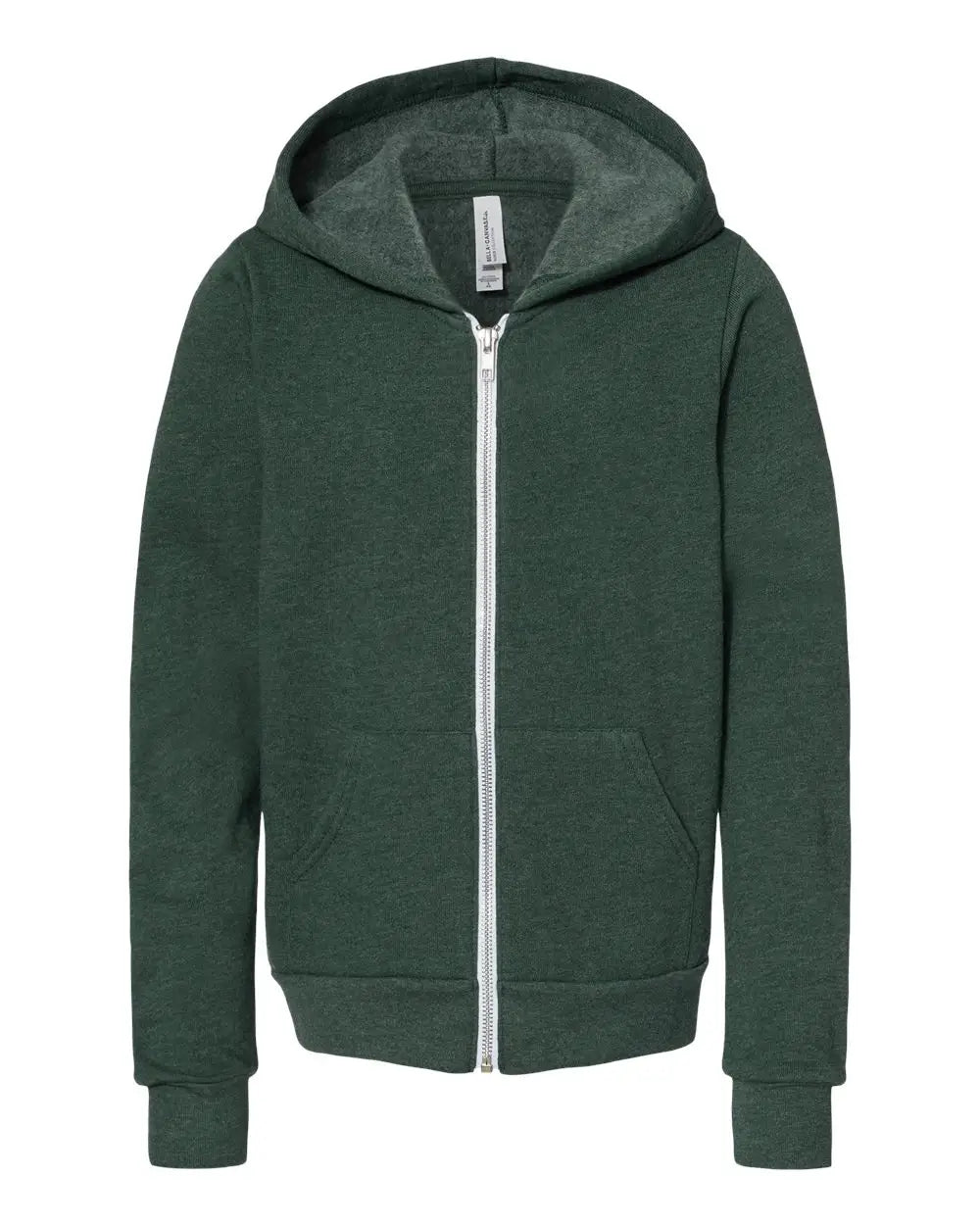Bella + Canvas 3739y Youth Sponge Fleece Full-zip Hoodie - Heather Forest - s