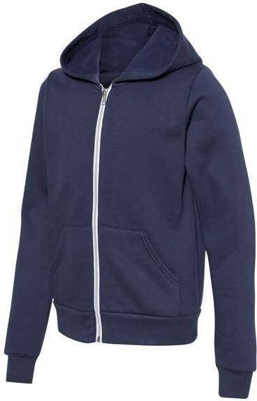 Bella + Canvas 3739y Youth Sponge Fleece Full-zip Hoodie - Navy