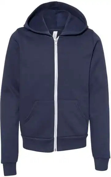 Bella + Canvas 3739y Youth Sponge Fleece Full Zip Hoodie Navy