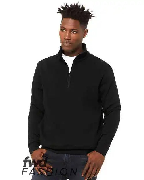 Bella + Canvas 3740 Fwd Fashion Unisex Quarter Zip Pullover Fleece Black