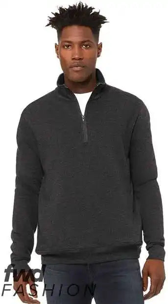 Bella + Canvas 3740 Fwd Fashion Unisex Quarter Zip Pullover Fleece - Dark Grey Heather