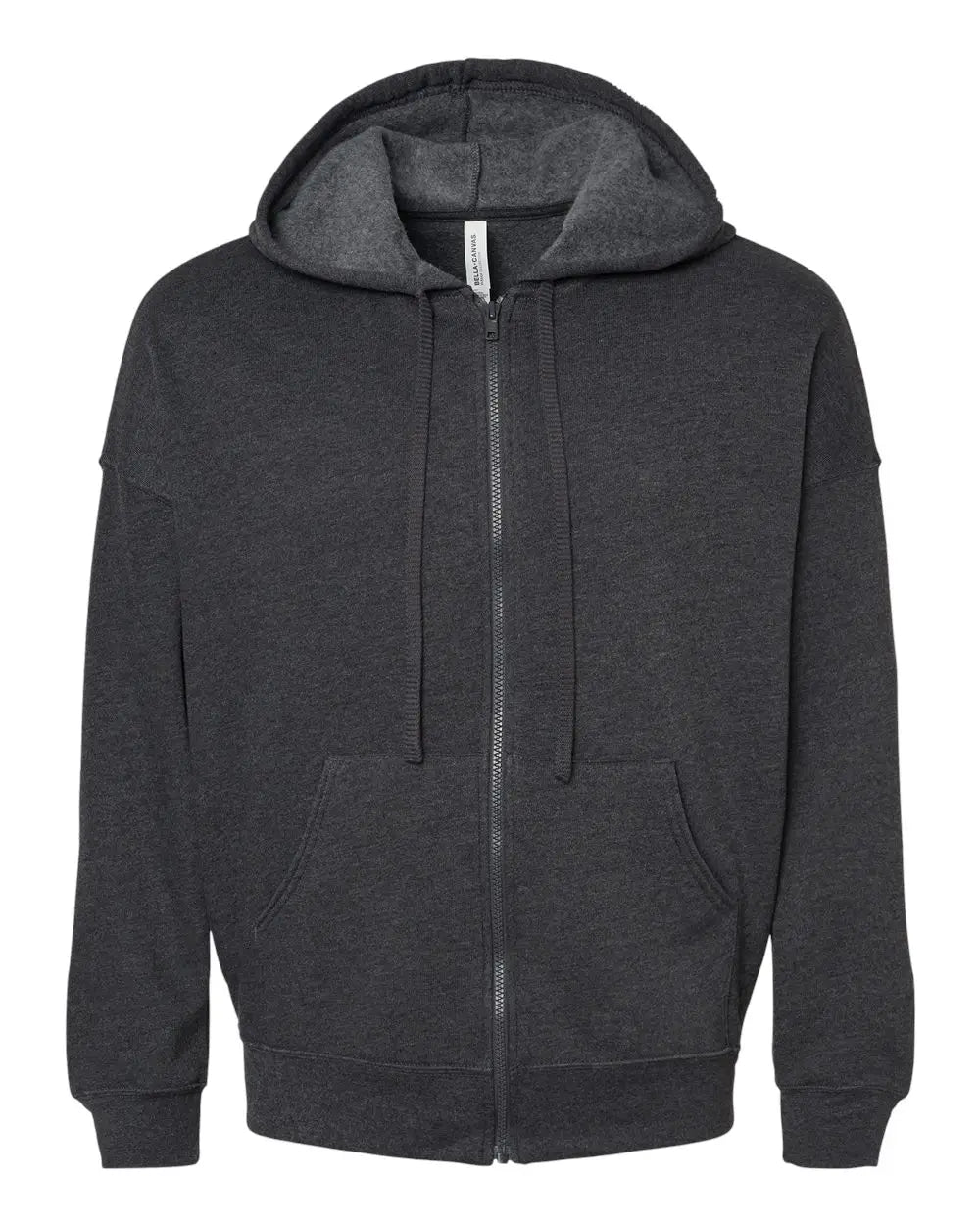 Bella + Canvas 3759 Sponge Fleece Dtm Full-zip Hoodie - Dark Grey Heather - Gray / Xs
