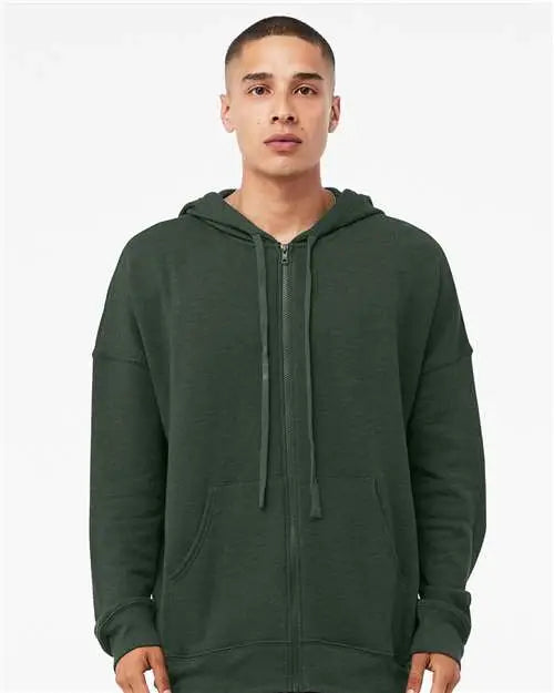 Bella + Canvas 3759 Sponge Fleece Dtm Full-zip Hoodie - Heather Forest