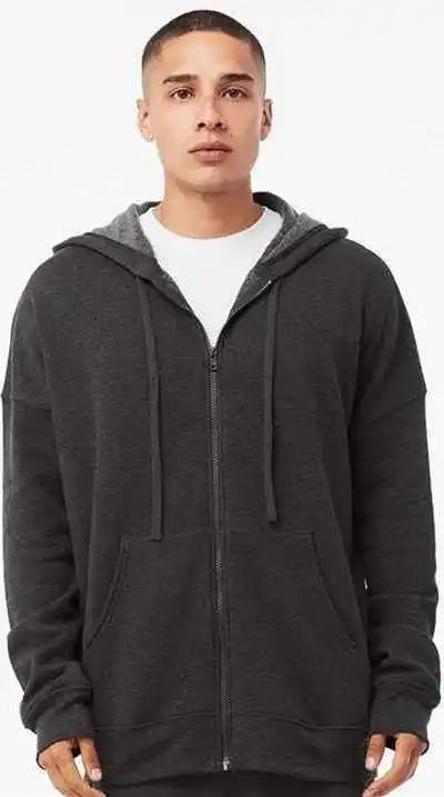 Bella + Canvas 3759 Unisex Sponge Fleece Dtm Full-zip Hoodie - Dark Gray Heather