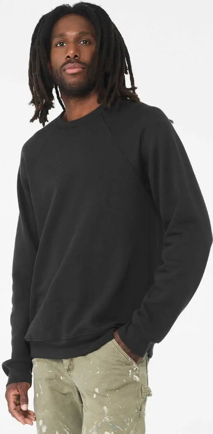 Bella + Canvas 3901 Sponge Fleece Raglan Crewneck Sweatshirt - Vintage Black