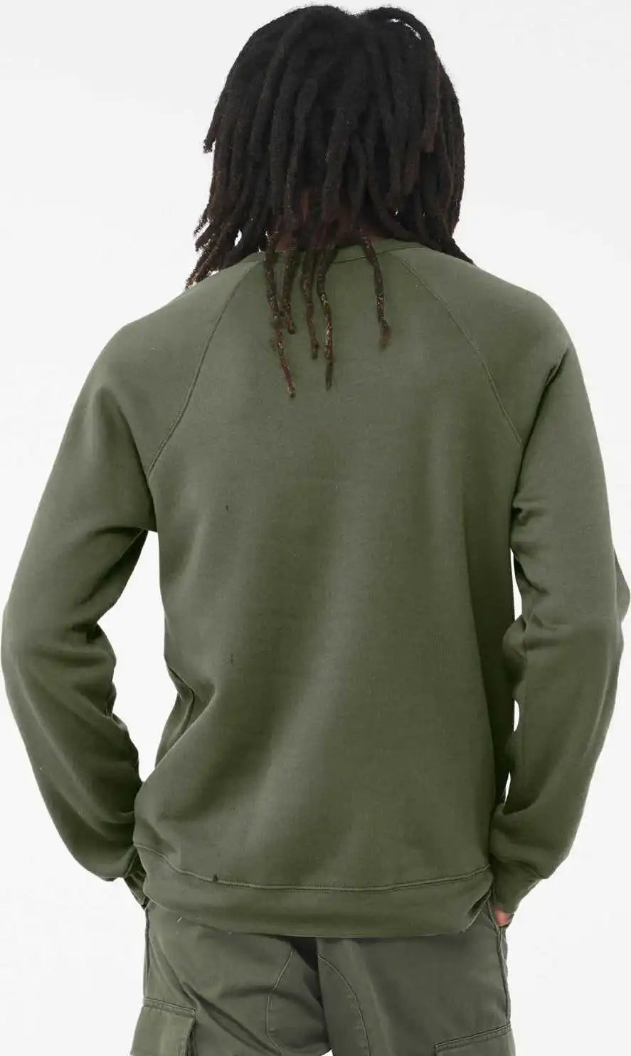 Bella + Canvas 3901 Sponge Fleece Raglan Crewneck Sweatshirt Military Green