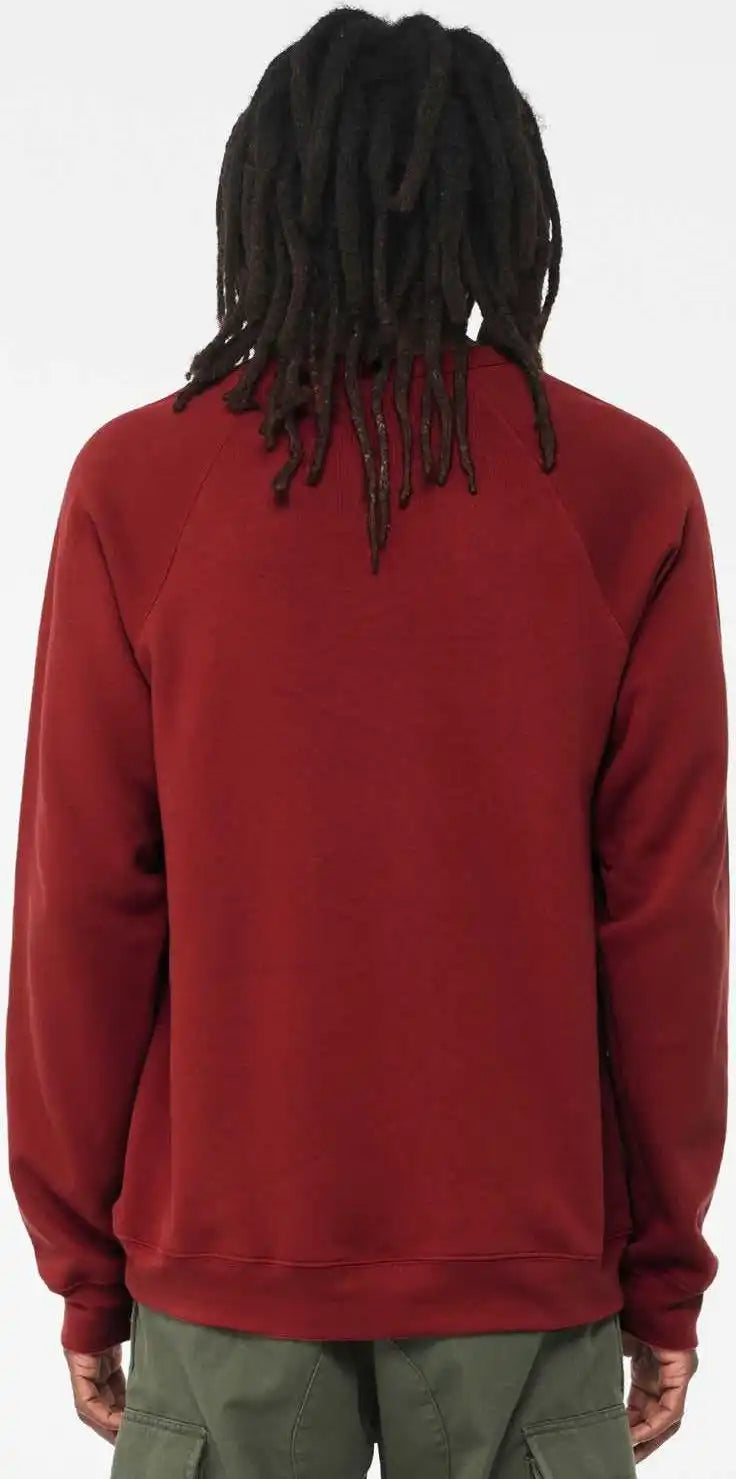Bella + Canvas 3901 Sponge Fleece Raglan Crewneck Sweatshirt Cardinal