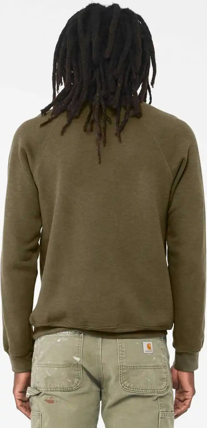 Bella + Canvas 3901 Sponge Fleece Raglan Crewneck Sweatshirt Heather Olive