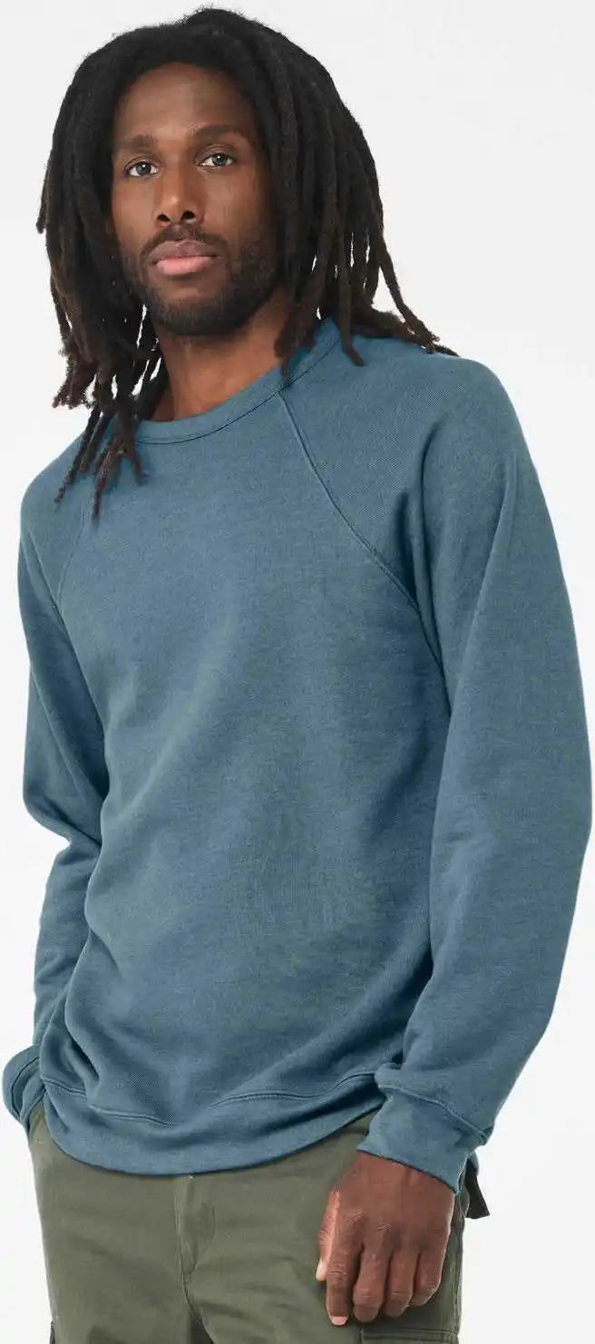 Bella + Canvas 3901 Sponge Fleece Raglan Crewneck Sweatshirt - Heather Deep Teal