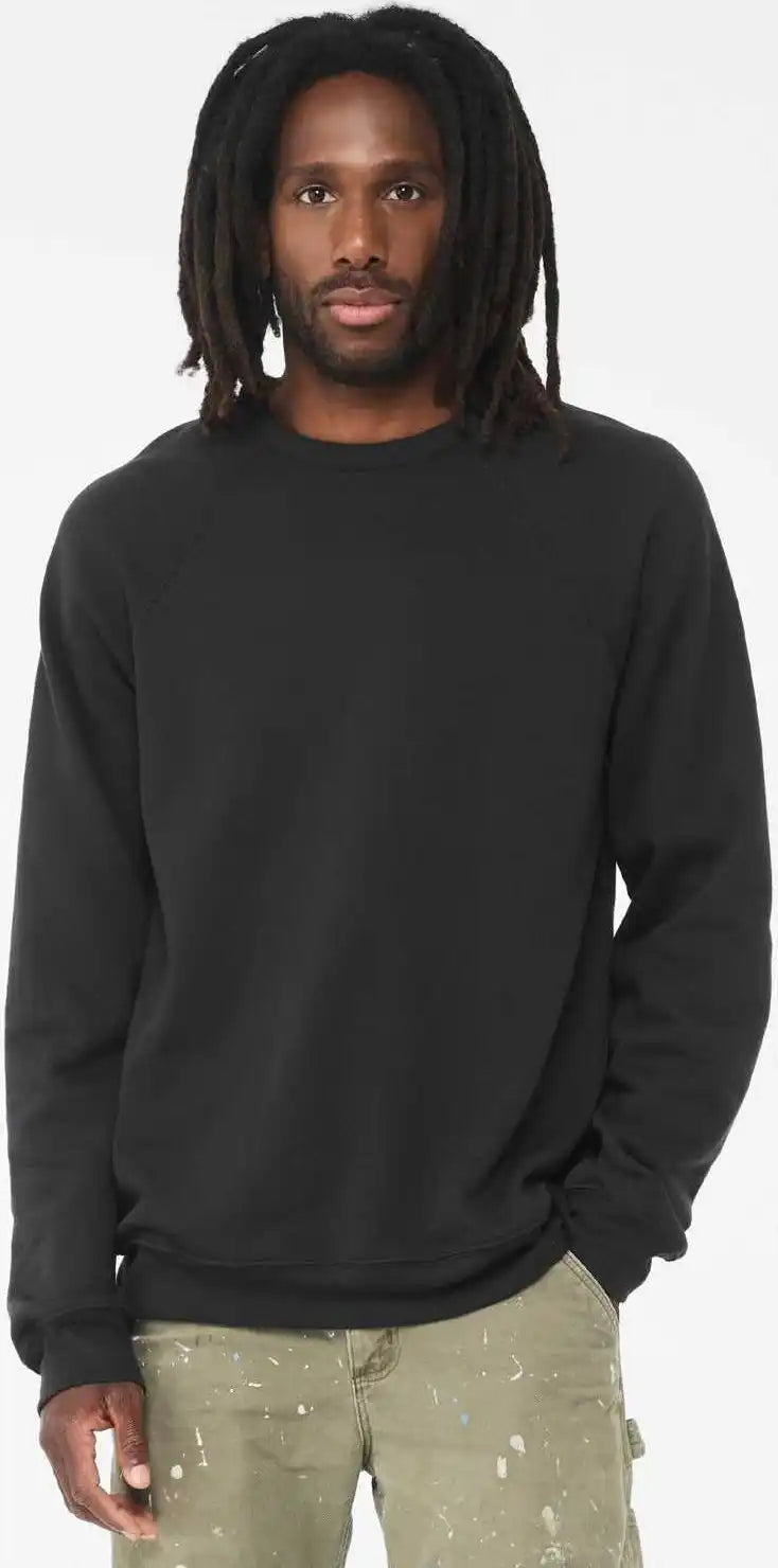 Bella + Canvas 3901 Sponge Fleece Raglan Crewneck Sweatshirt - Vintage Black