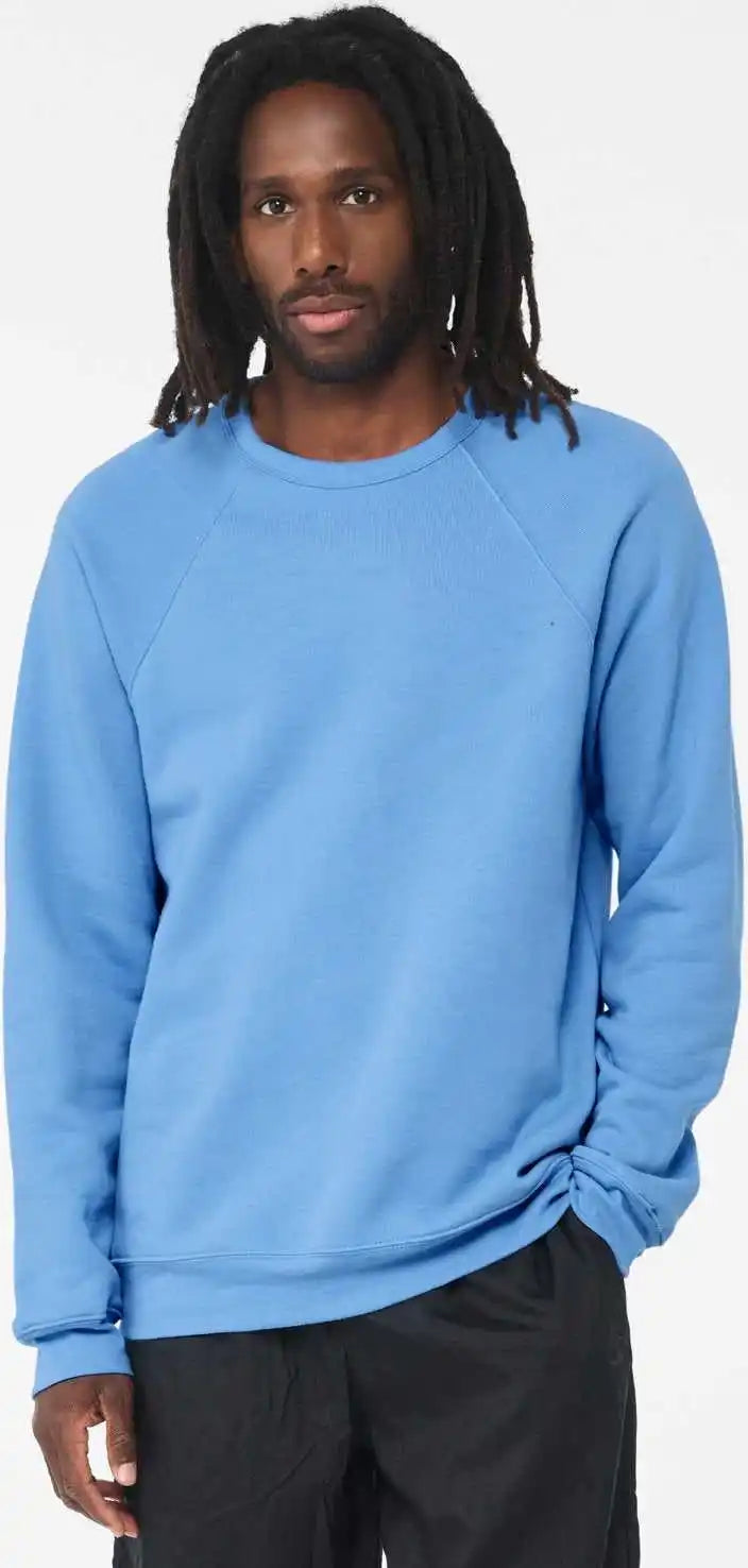 Bella + Canvas 3901 Sponge Fleece Raglan Crewneck Sweatshirt Carolina Blue