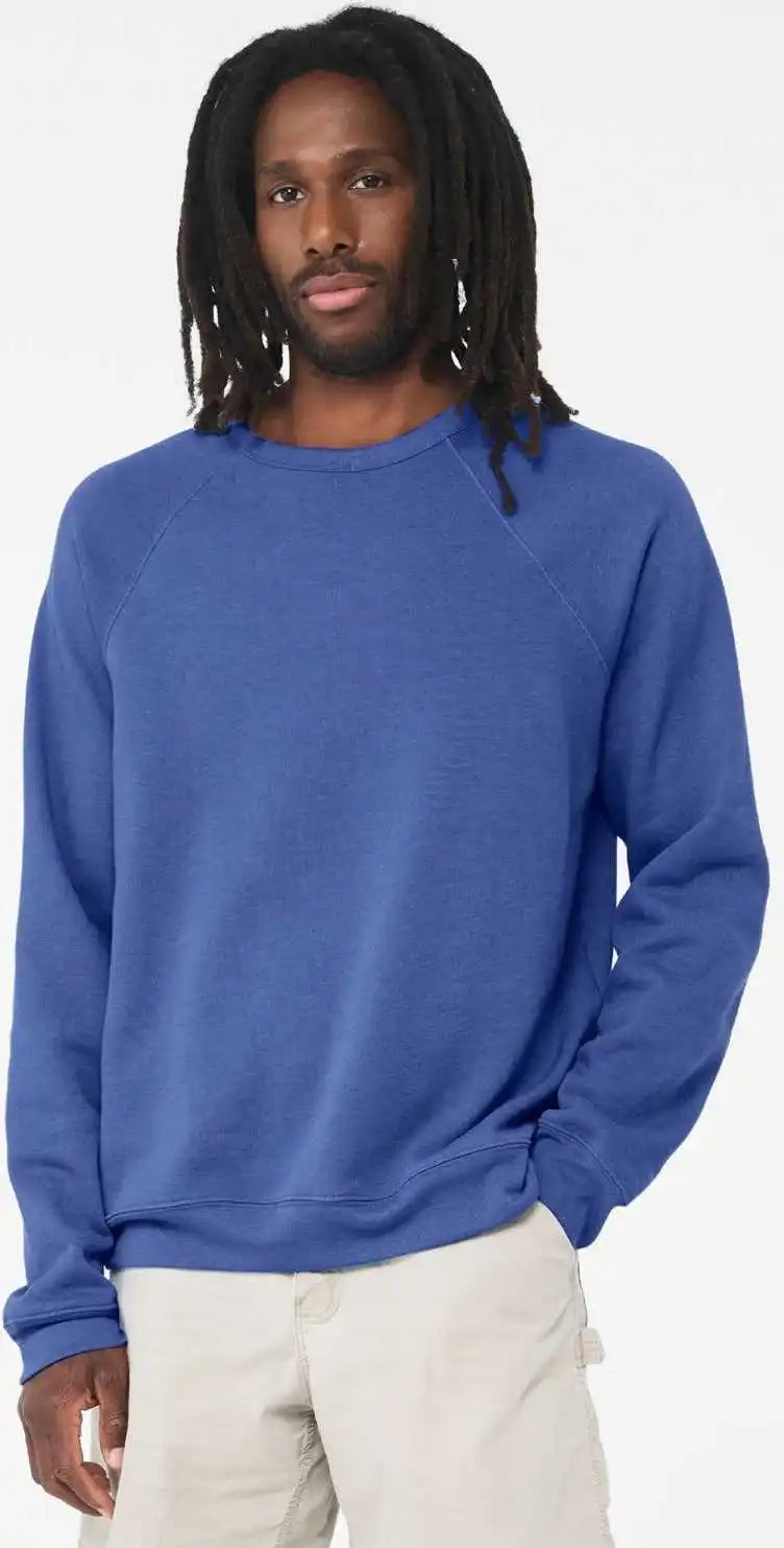 Bella + Canvas 3901 Sponge Fleece Raglan Crewneck Sweatshirt - Heather True Royal