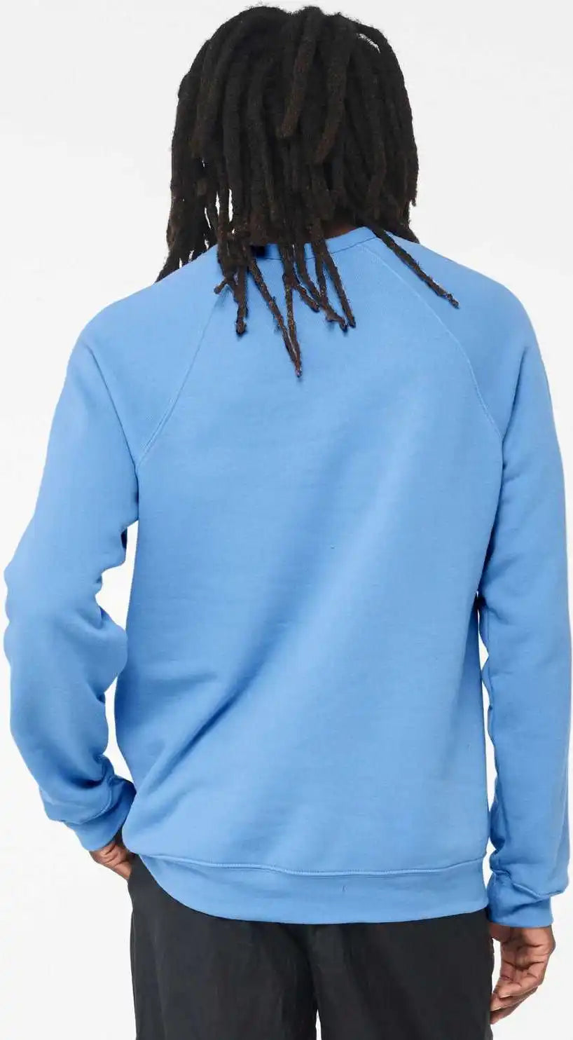 Bella + Canvas 3901 Sponge Fleece Raglan Crewneck Sweatshirt - Carolina Blue