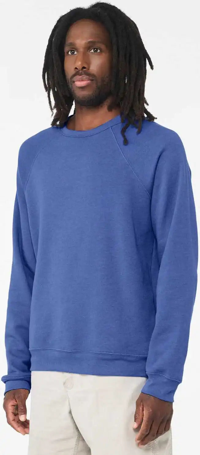 Bella + Canvas 3901 Sponge Fleece Raglan Crewneck Sweatshirt - Heather True Royal