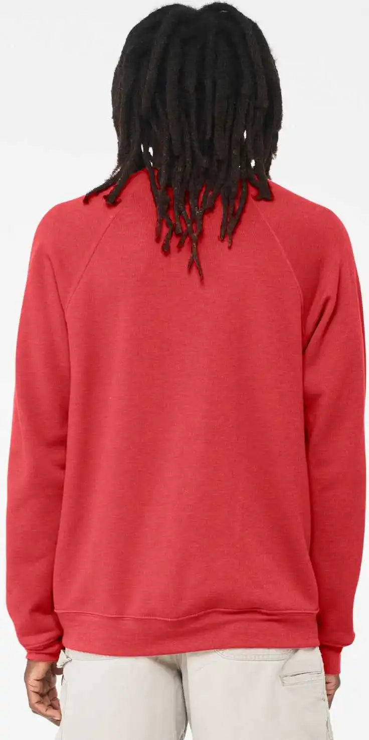 Bella + Canvas 3901 Sponge Fleece Raglan Crewneck Sweatshirt - Heather Red