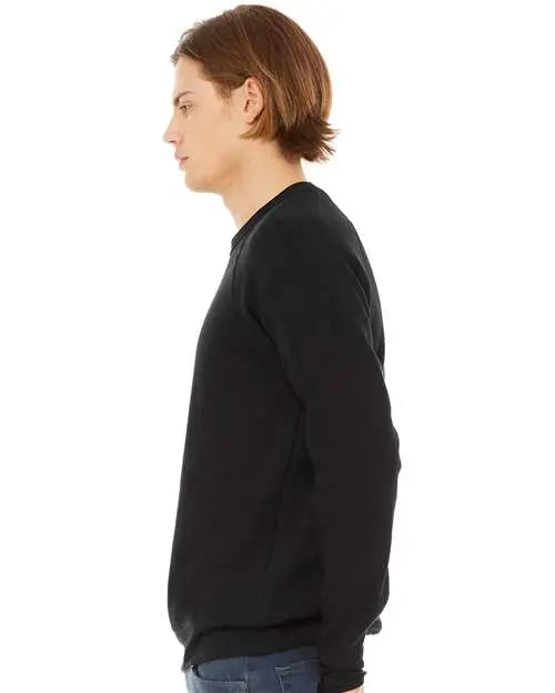 Bella + Canvas 3901 Sponge Fleece Raglan Crewneck Sweatshirt - Black