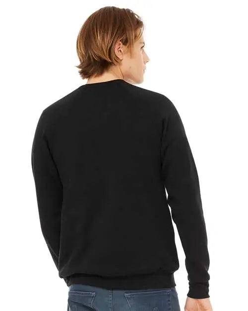 Bella + Canvas 3901 Sponge Fleece Raglan Crewneck Sweatshirt - Black