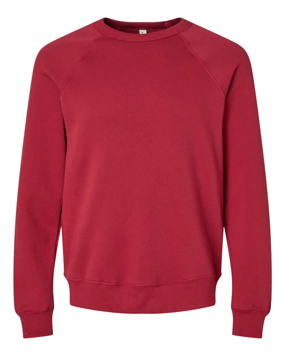 Bella + Canvas 3901 Sponge Fleece Raglan Crewneck Sweatshirt - Cardinal - Xs