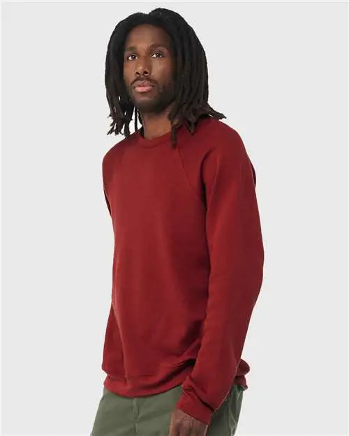 Bella + Canvas 3901 Sponge Fleece Raglan Crewneck Sweatshirt - Cardinal