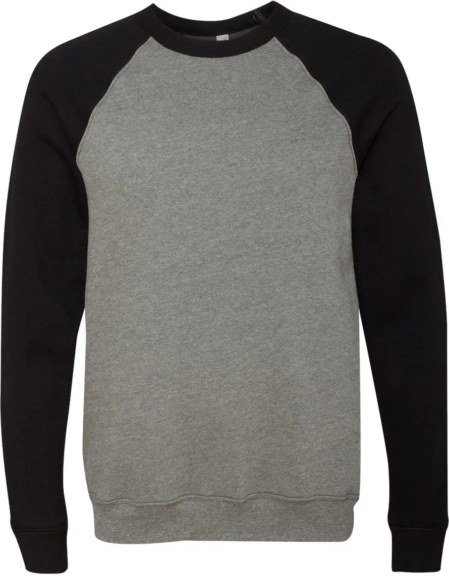 Bella + Canvas 3901 Sponge Fleece Raglan Crewneck Sweatshirt - Deep Heather Black - Dark Gray / s