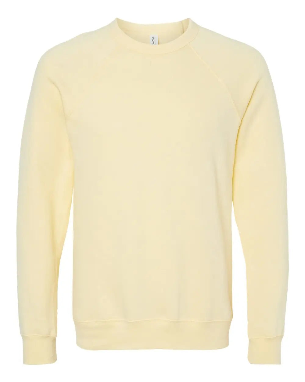 Bella + Canvas 3901 Sponge Fleece Raglan Crewneck Sweatshirt - French Vanilla - Yellow / Xs
