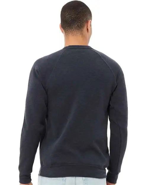 Bella + Canvas 3901 Sponge Fleece Raglan Crewneck Sweatshirt - Heather Navy
