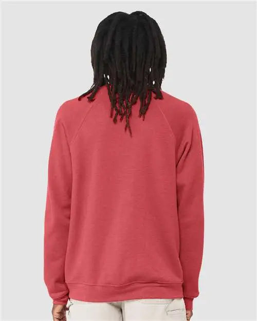 Bella + Canvas 3901 Sponge Fleece Raglan Crewneck Sweatshirt - Heather Red