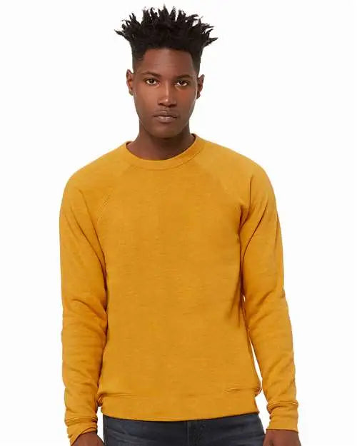 Bella + Canvas 3901 Sponge Fleece Raglan Crewneck Sweatshirt - Heather Mustard