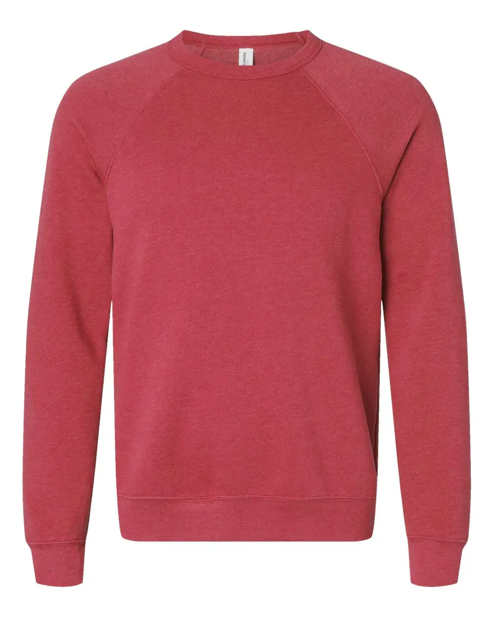 Bella + Canvas 3901 Sponge Fleece Raglan Crewneck Sweatshirt - Heather Red - Xs