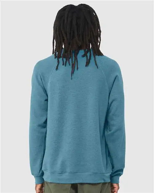 Bella + Canvas 3901 Sponge Fleece Raglan Crewneck Sweatshirt - Heather Deep Teal