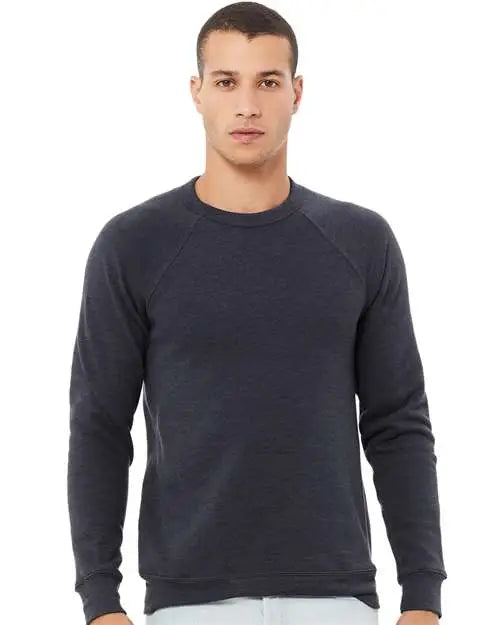 Bella + Canvas 3901 Sponge Fleece Raglan Crewneck Sweatshirt - Heather Navy