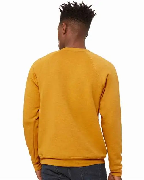 Bella + Canvas 3901 Sponge Fleece Raglan Crewneck Sweatshirt - Heather Mustard