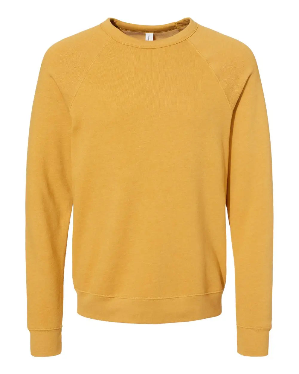 Bella + Canvas 3901 Sponge Fleece Raglan Crewneck Sweatshirt - Heather Mustard - Xs