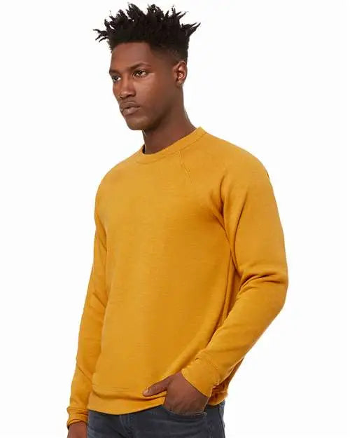 Bella + Canvas 3901 Sponge Fleece Raglan Crewneck Sweatshirt - Heather Mustard