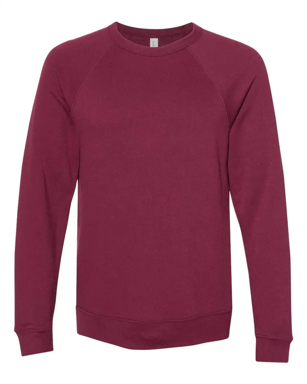 Bella + Canvas 3901 Sponge Fleece Raglan Crewneck Sweatshirt - Maroon - Xs