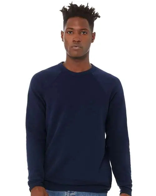 Bella + Canvas 3901 Sponge Fleece Raglan Crewneck Sweatshirt - Navy