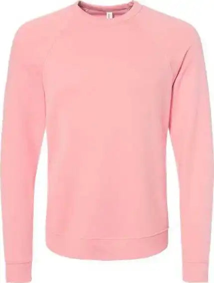 Bella + Canvas 3901 Sponge Fleece Raglan Crewneck Sweatshirt Pink