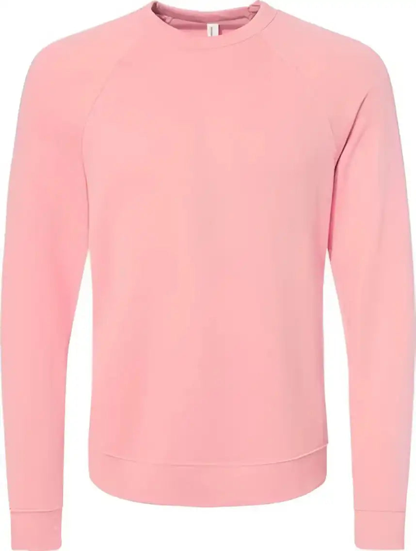 Bella + Canvas 3901 Sponge Fleece Raglan Crewneck Sweatshirt Pink