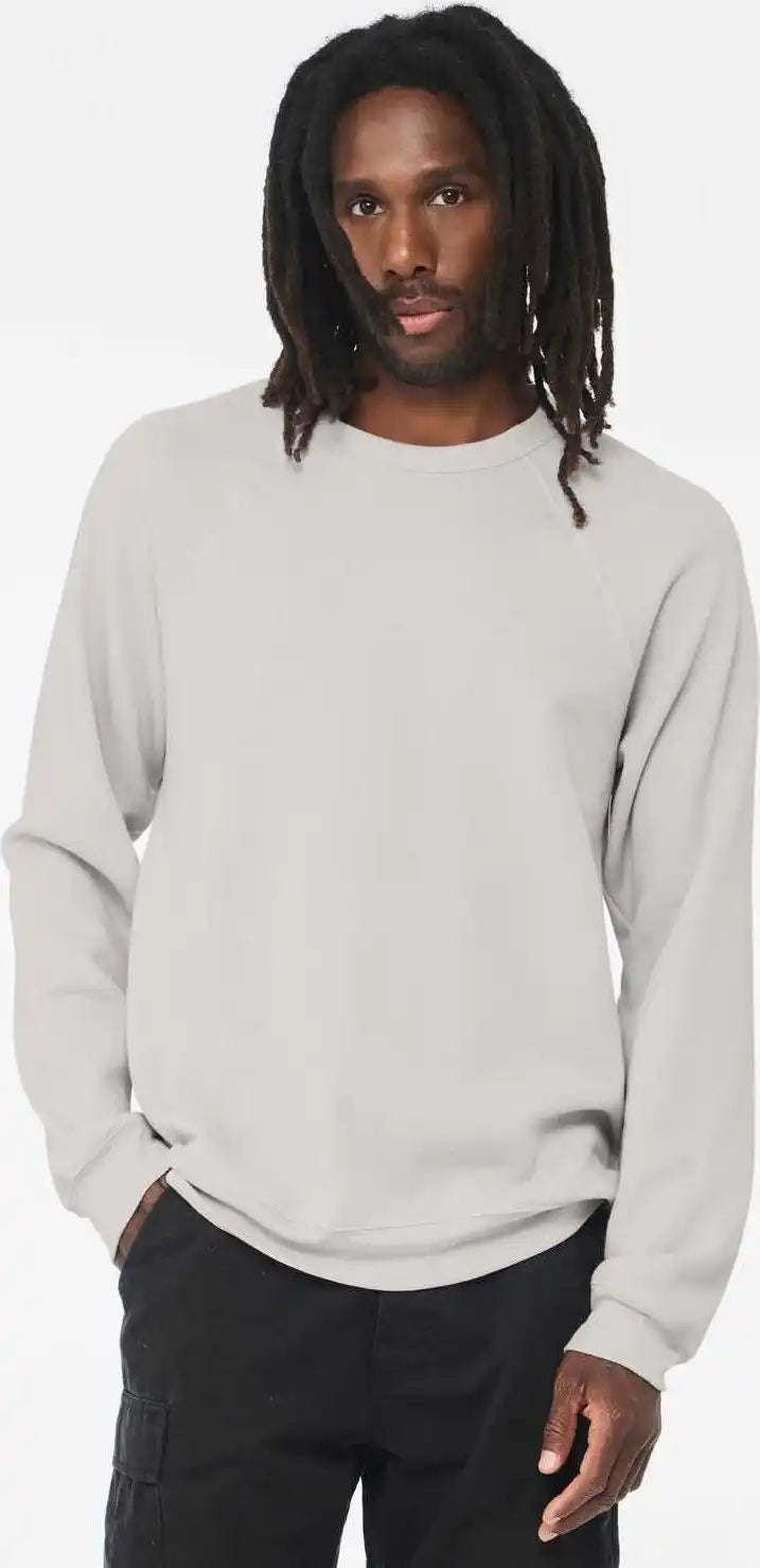Bella + Canvas 3901 Sponge Fleece Raglan Crewneck Sweatshirt - Silver