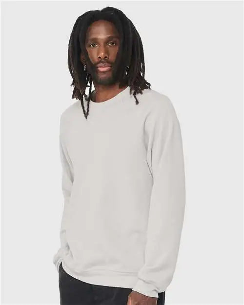 Bella + Canvas 3901 Sponge Fleece Raglan Crewneck Sweatshirt - Silver