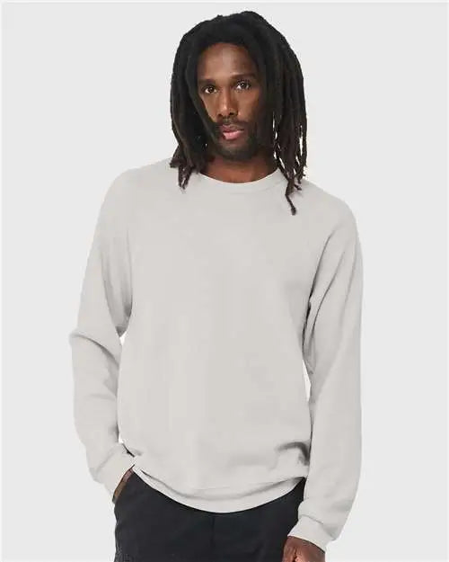 Bella + Canvas 3901 Sponge Fleece Raglan Crewneck Sweatshirt - Silver