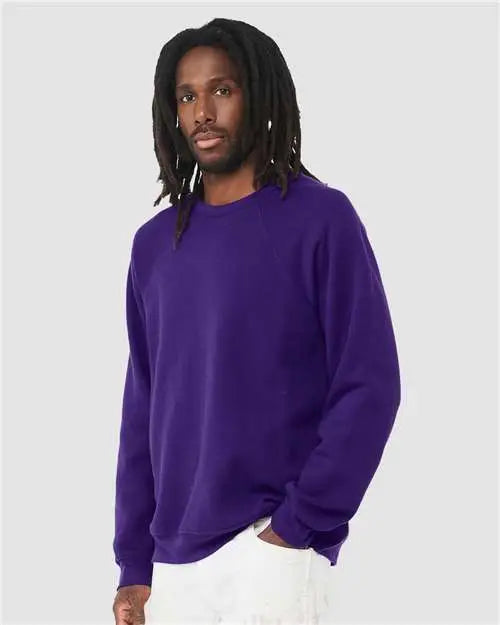 Bella + Canvas 3901 Sponge Fleece Raglan Crewneck Sweatshirt - Team Purple