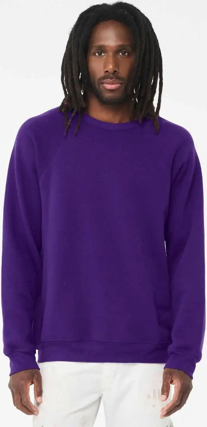 Bella + Canvas 3901 Sponge Fleece Raglan Crewneck Sweatshirt - Team Purple
