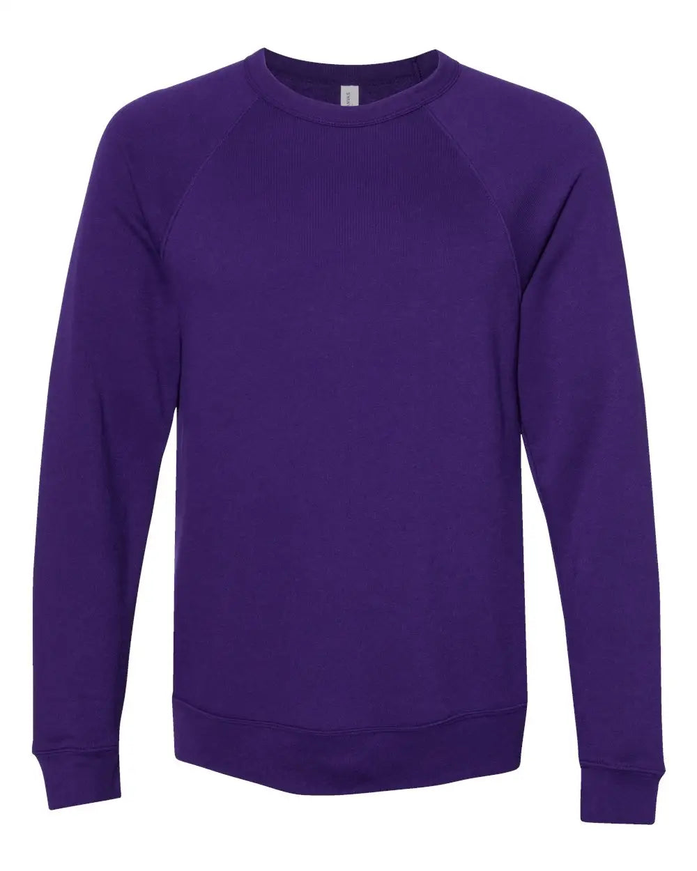 Bella + Canvas 3901 Sponge Fleece Raglan Crewneck Sweatshirt - Team Purple - Xs