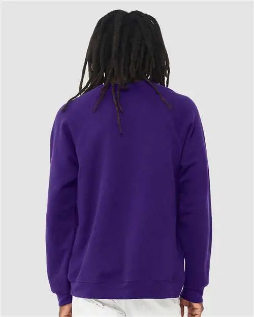 Bella + Canvas 3901 Sponge Fleece Raglan Crewneck Sweatshirt - Team Purple