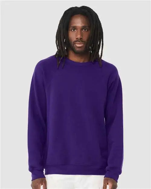 Bella + Canvas 3901 Sponge Fleece Raglan Crewneck Sweatshirt - Team Purple