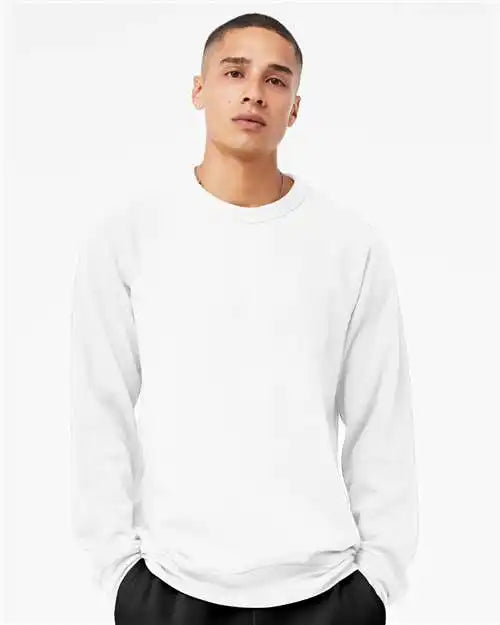 Bella + Canvas 3901 Sponge Fleece Raglan Crewneck Sweatshirt - White