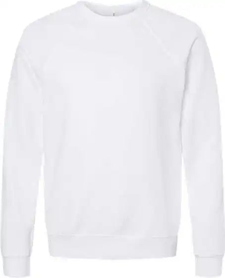 Bella + Canvas 3901 Unisex Sponge Fleece Raglan Crewneck Sweatshirt White