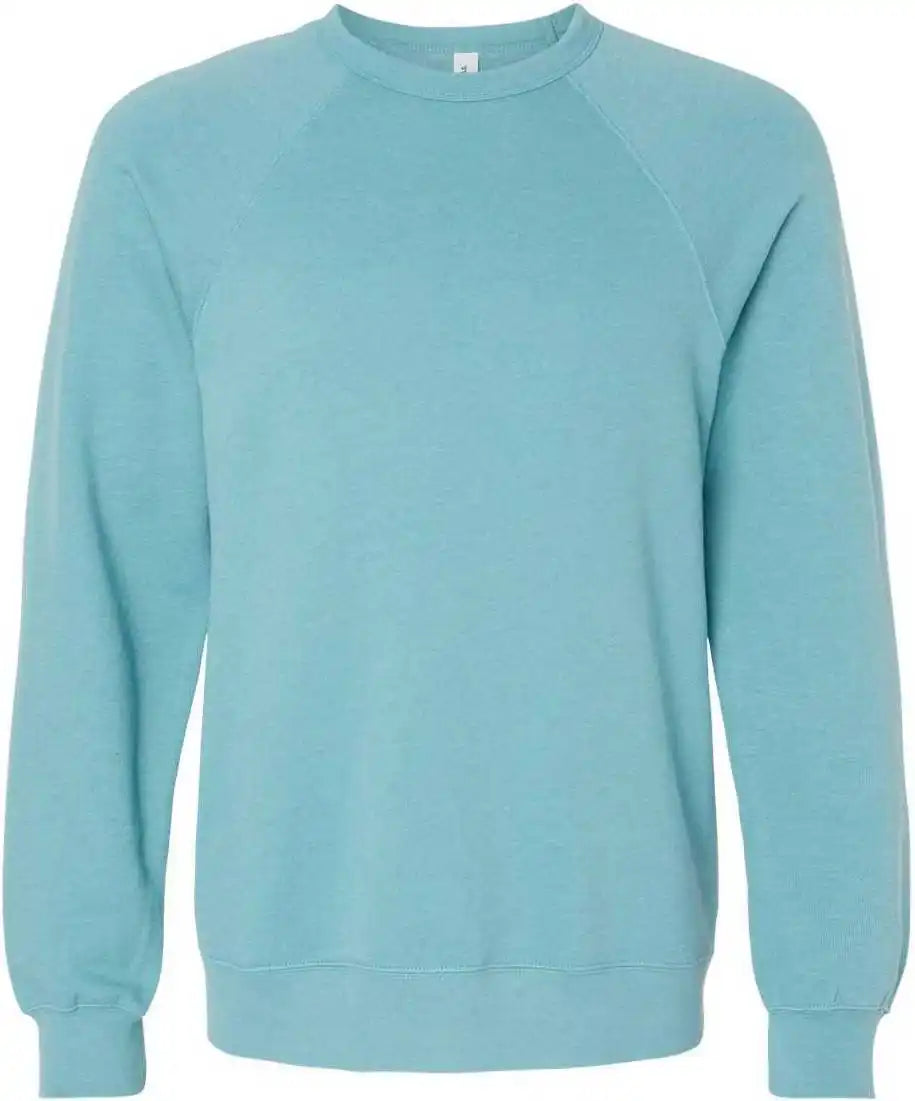 Bella + Canvas 3901 Unisex Sponge Fleece Raglan Crewneck Sweatshirt Heather Blue Lagoon