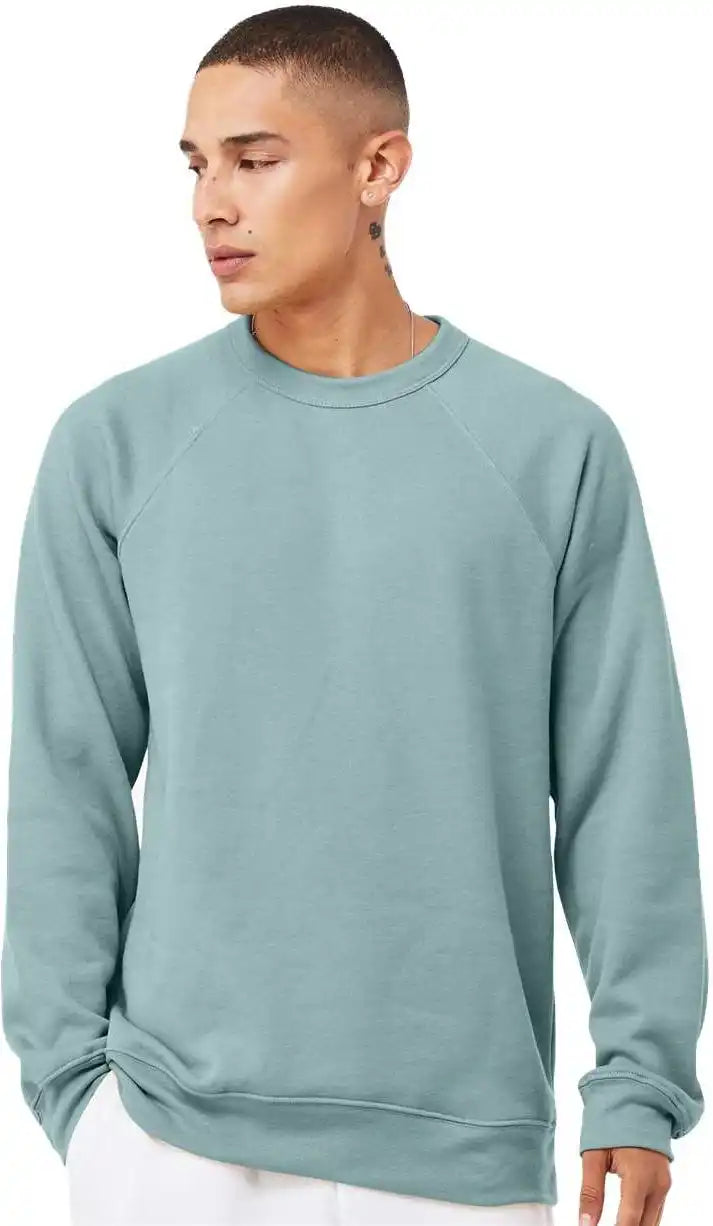 Bella + Canvas 3901 Unisex Sponge Fleece Raglan Crewneck Sweatshirt - Heather Blue Lagoon